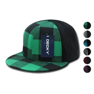 1 Dozen Decky Plaid Flex 6 Panel Fitted Two Tone Baseball Caps Hats Wholesale