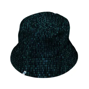 Binary Computer 1s and 0s Teal Black Bucket Hat