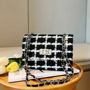 CL1202 - Plaid Fabric Shoulder Bag