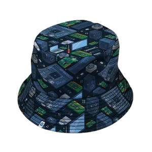 Computer Electronic Parts Dark Navy Bucket Hat