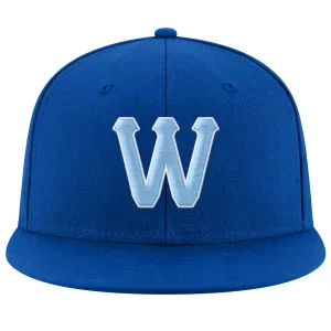 Custom Royal Light Blue-White Stitched Adjustable Snapback Hat