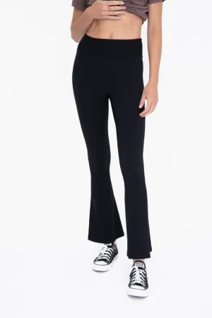 Janya Ribbed Flare High-Waist Leggings