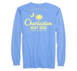 Skiff Dogs Hometown: Pocket Long Sleeve T-Shirt - Azure/Yellow