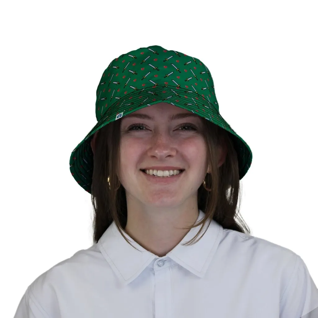 Sword and Hearts Video Game Green Bucket Hat