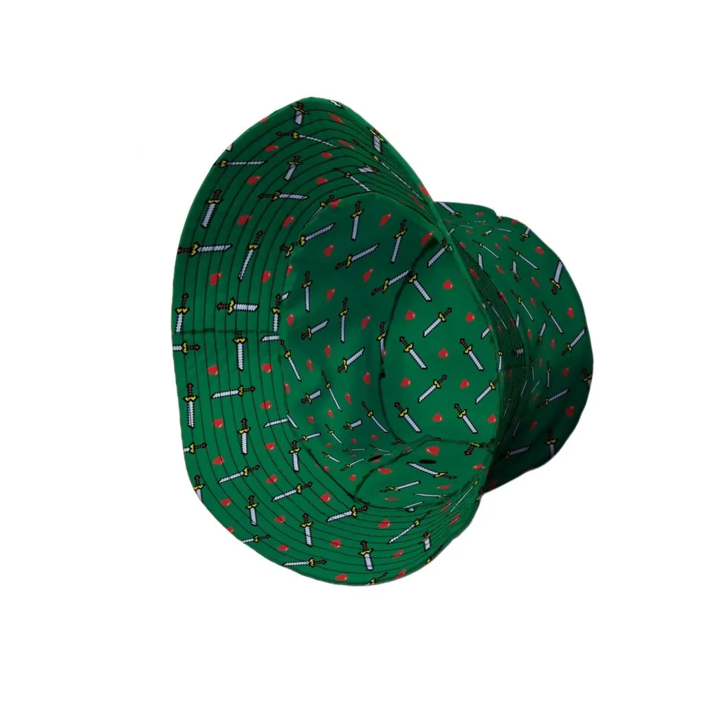 Sword and Hearts Video Game Green Bucket Hat