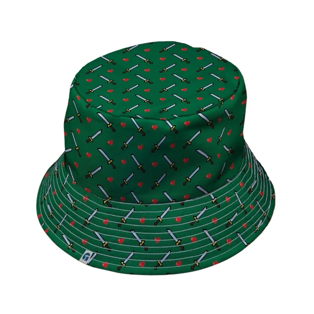 Sword and Hearts Video Game Green Bucket Hat