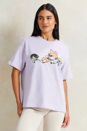 Women Lilac Power Puff Printed T-Shirt